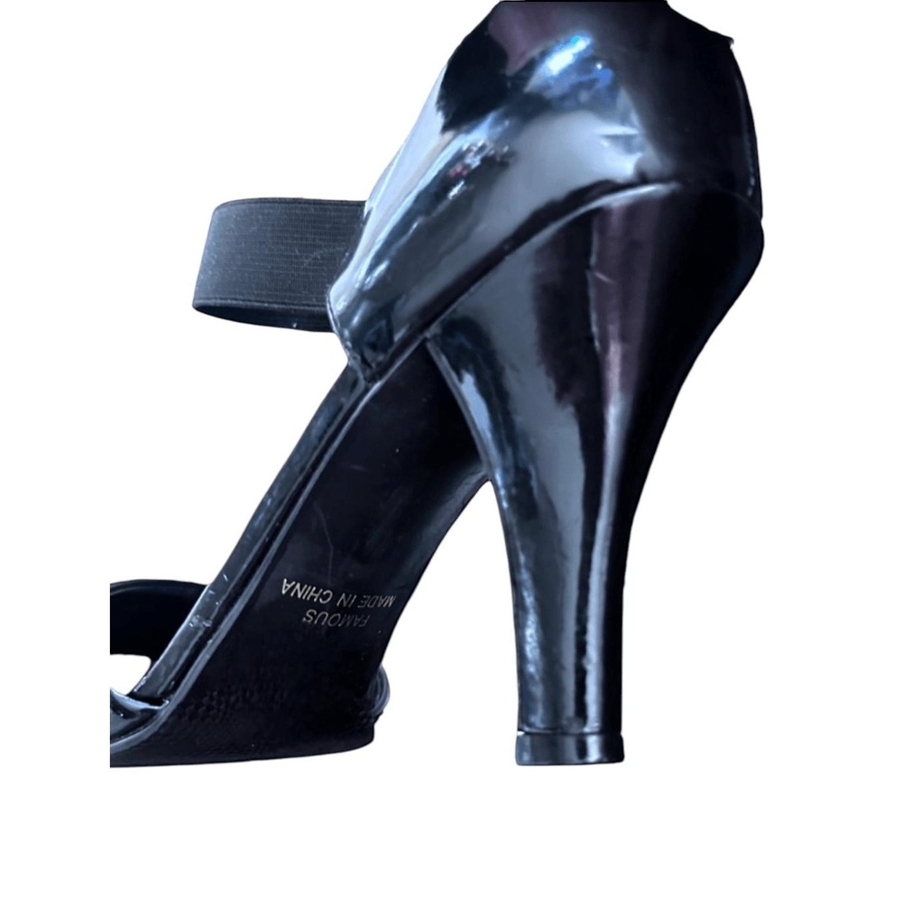 Apostrophe Women's Black Patent Leather Peep Toe Heels Ankle Strap Size 9 - Picture 7 of 9